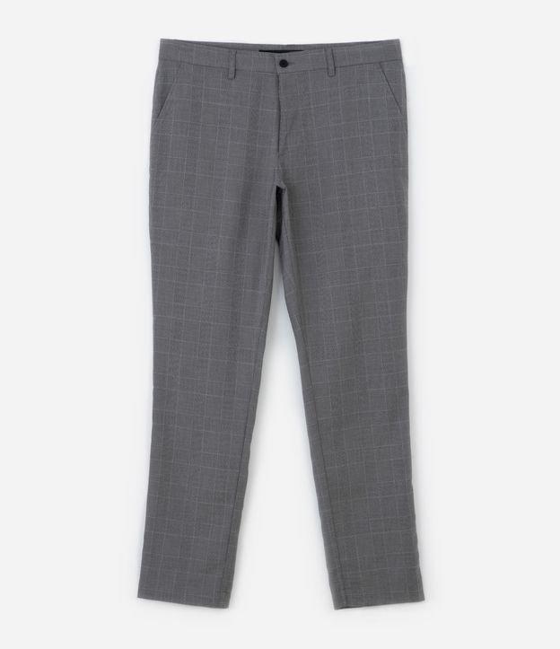 Calça Slim em Alfaiataria com Xadrez Fio Tinto - 1