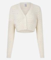 Cardigan Cropped com Pelinho e Ponto Onda - 1