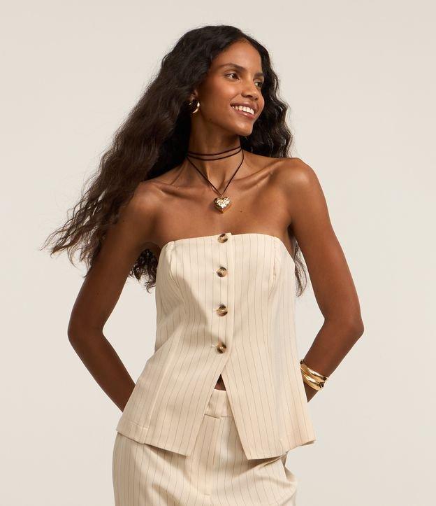 Colete Sem Alça com Risca de Giz e Botões Matizados - 1