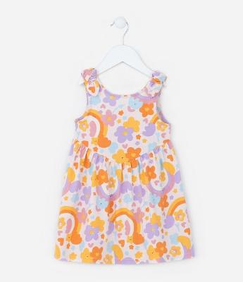 Vestido Infantil com Lacinho nas Alças - Tam 1 a 5 Anos