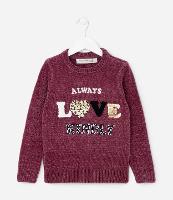 Suéter Infantil em Chenille com Bordado em Paetês - Tam 5 a 14 Anos - 1