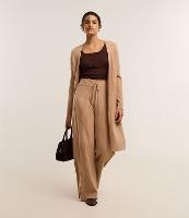 Calça Reta Cintura Alta em Tricô Canelado com Amarração - 2