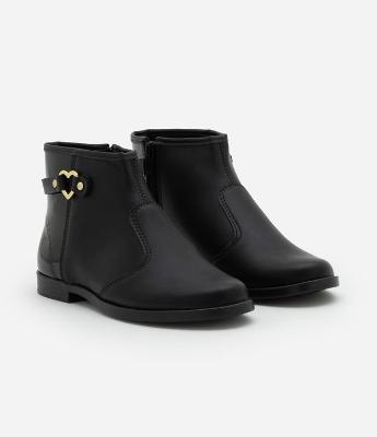 Bota Infantil em PU com Fivela de Coração Molekinha - Tam 26 a 36