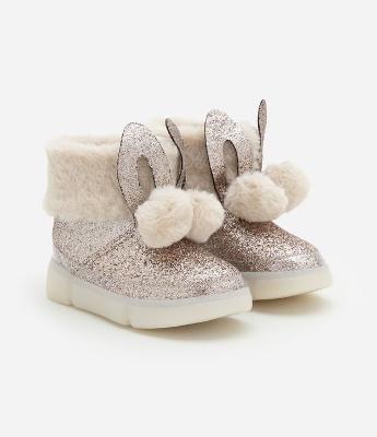 Bota Infantil com Brilhos e Orelhinhas de Coelhos - Tam 20 a 27