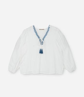 Blusa com Fio Metalizado e Decote Bordado Curve & Plus Size