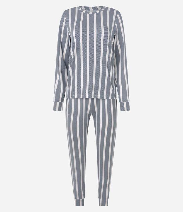 Pijama Longo Listrado com Toque Suave - 1
