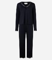 Pijama Longo em Poliamida com Renda no Decote - 1