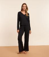 Pijama Longo em Poliamida com Renda no Decote - 2