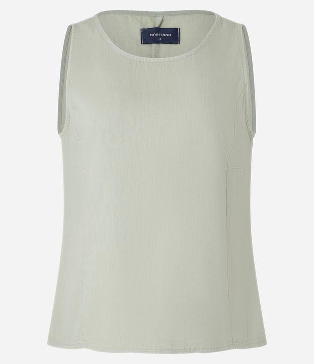 Blusa sem Manga em Sarja com Decote Redondo - 1