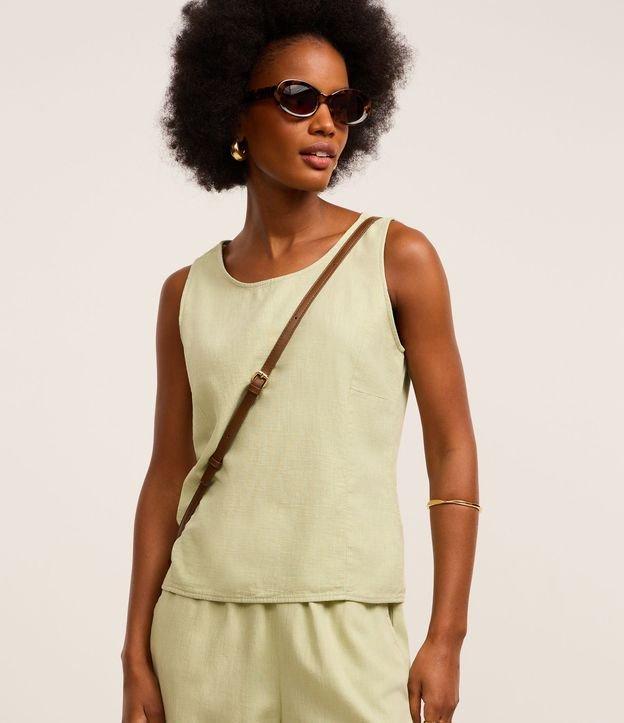 Blusa sem Manga em Sarja com Decote Redondo - 2