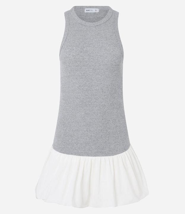 Vestido Curto Balonê em Ribana com Fundo Mescla - 1