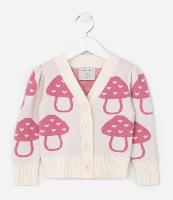 Cardigan Infantil com Estampa de Cogumelinhos - Tam 1 a 5 Anos - 1