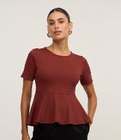 Blusa Peplum em Ribana com Babado na Barra - 1