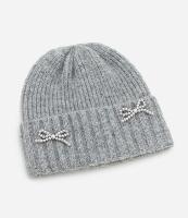 Touca com Dobra em Tricô com Aplicação de Lacinho em Pérolas - 1