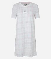 Camisola Manga Curta com Estampa Xadrez e Lettering Good Times - 1