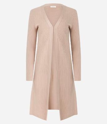 Cardigan Alongado em Tricot com Textura Canelada