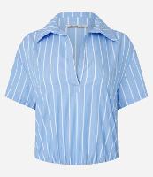 Body Camisa em Tricoline Listrado em Fio Tinto - 1