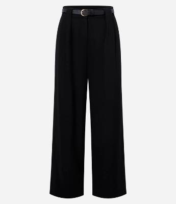 Calça Wide Leg Alfaiataria com Cintura Alta e Cinto