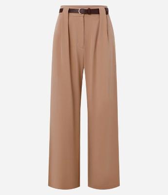 Calça Wide Leg Alfaiataria com Cintura Alta e Cinto