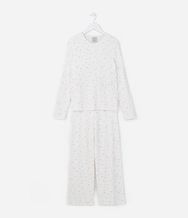 Pijama Longo Infantil Canelado com Estampa Estrelas - Tam 5 a 14 Anos - 1