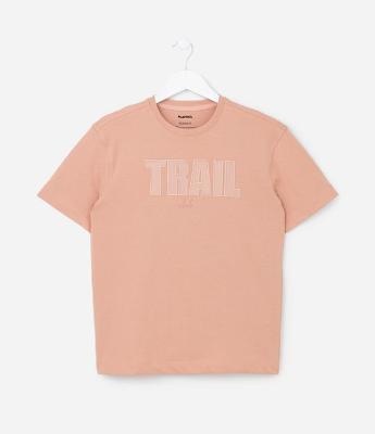Camiseta Regular com Bordado  Lettering Trail - Tam 5 a 14 Anos