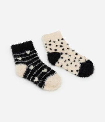 Kit 02 Pares de Meias Infantil em Chenille Peludinha - Tam 19/22 ao 31/34