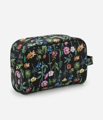 Nécessaire Retângular Grande Jelly com Estampa Flores Coloridas