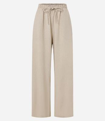 Calça Wide Leg em Viscolinho com Cós Elástico