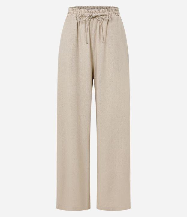 Calça Wide Leg em Viscolinho com Cós Elástico - 1