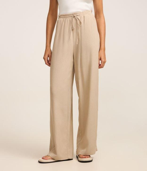 Calça Wide Leg em Viscolinho com Cós Elástico - 2