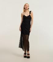 Vestido Reto Longo em Tule com Alça Floral Bordada - 2