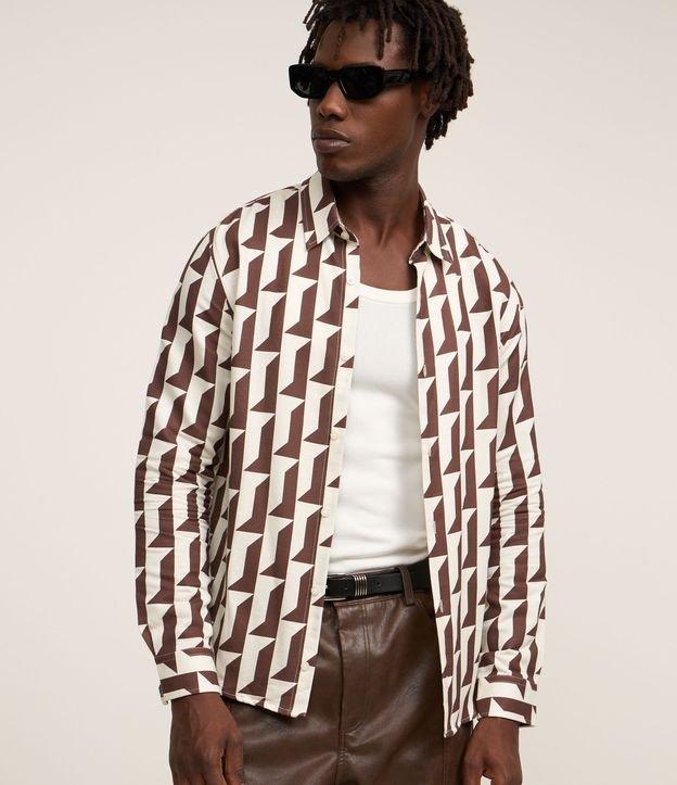 Camisa em Oxford com Estampa Geométrica - 1