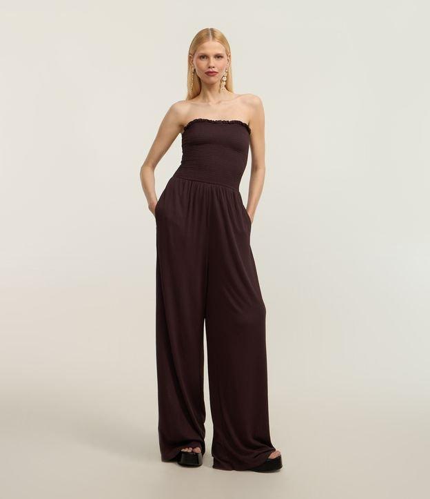 Macacão Wide Leg Texturizado com Lastex - 2