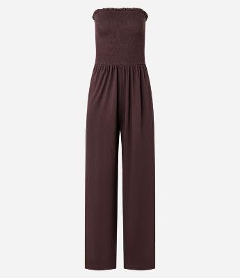 Macacão Wide Leg Texturizado com Lastex