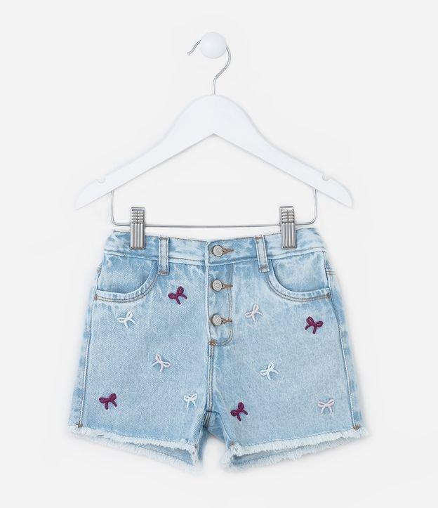 Short Infantil em Jeans com Bordado de Lacinhos - Tam 1 a 6 Anos - 1