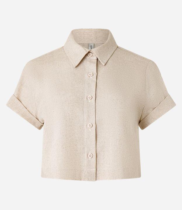 Camisa Cropped em Viscose e Linho - 1