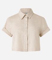 Camisa Cropped em Viscose e Linho - 1