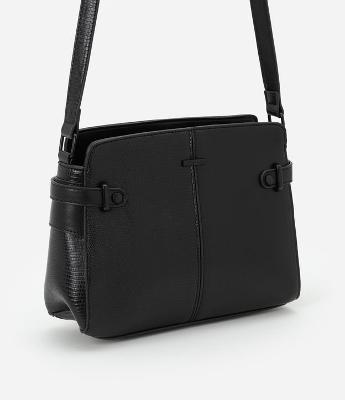 Bolsa Transversal Média em PU com Alça Regulável e Leve Textura