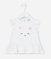 Conjunto Infantil com Estampa de Gatinha e Margaridas - Tam 0 a 18 meses - 1