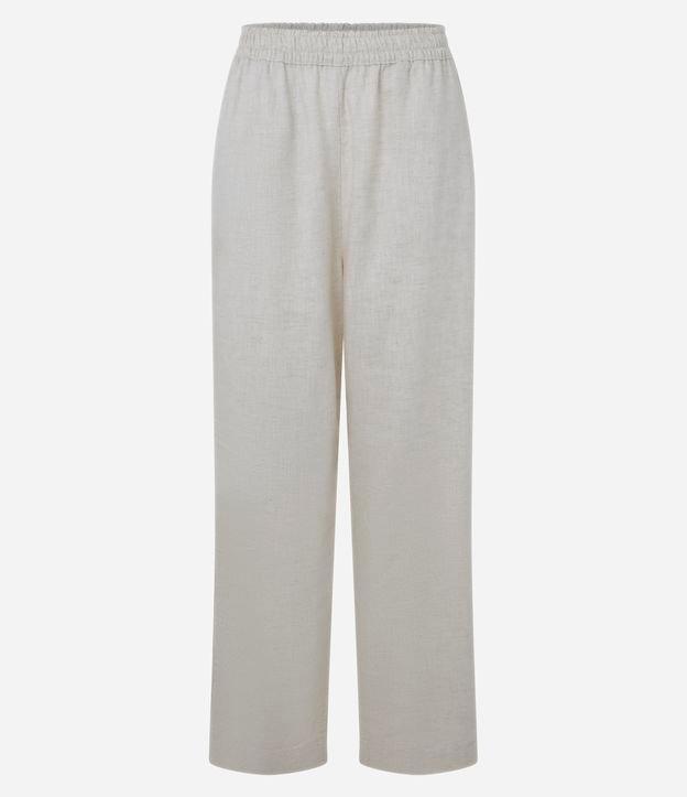 Calça Reta em Sarja com Cós Elástico - 1