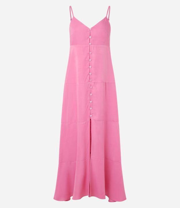 Vestido Longo Evasé com Fenda e Botões Frontais - 1