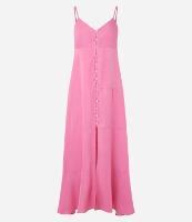 Vestido Longo Evasé com Fenda e Botões Frontais - 1