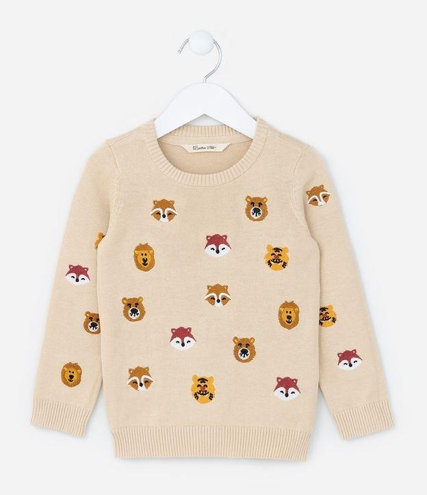 Suéter Infantil em Tricô com Bordado Bichinhos - Tam 1 a 5 Anos - 1