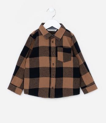 Camisa Infantil em Flanela com Estampa Xadrez - Tam 1 a 5 Anos