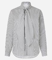 Camisa Boho em Tricoline com Gola Laço e Listras de Fio Tinto - 1