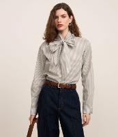 Camisa Boho em Tricoline com Gola Laço e Listras de Fio Tinto - 2