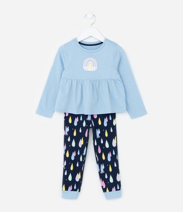 Pijama Infantil em Ribana com Estampa Arco-Íris - Tam 2 a 4 Anos - 1