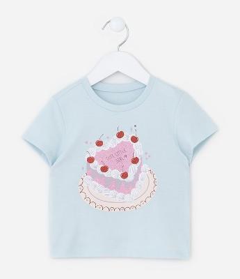 Blusa Infantil com Estampa Bolo de Cerejinhas - Tam 1 a 6 Anos