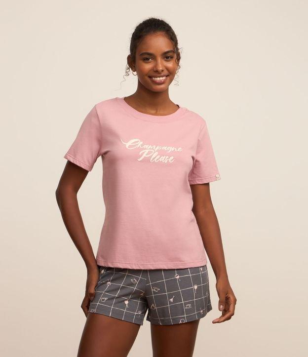 Pijama Short Doll com Lettering Champagne Please - 2