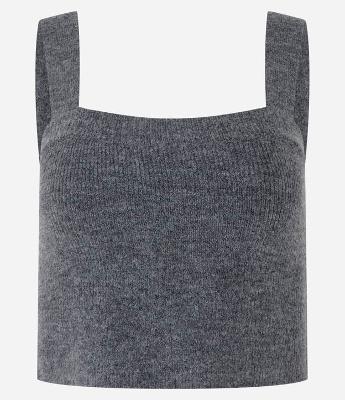Blusa em Tricô com Decote Quadrado e Alça Larga